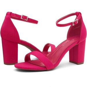 Shoe Land Women’s Size 10 Hot Pink Block High Heels Sandal Heels Open Toe Buckle